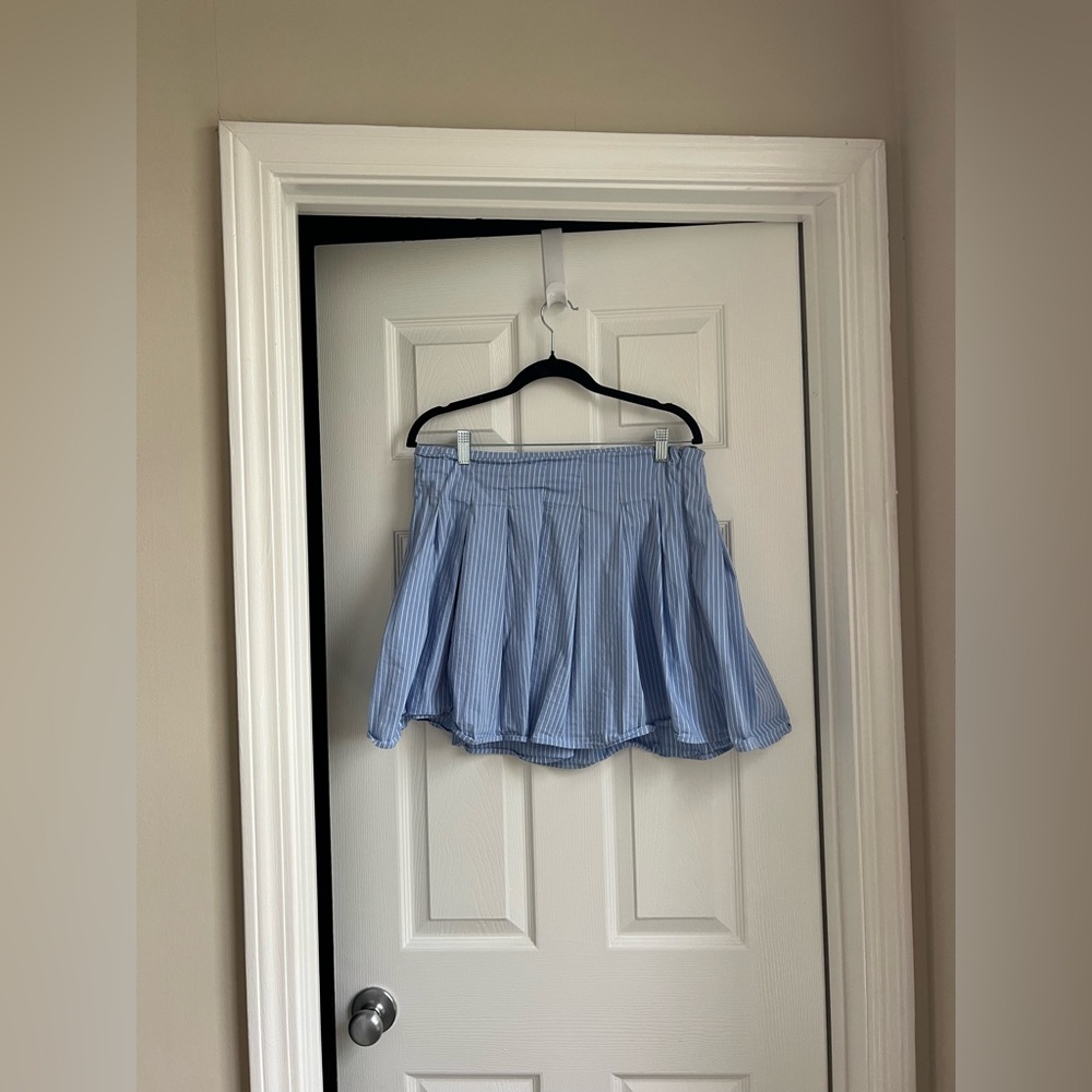 Maeve Light Blue and White Striped Skirt